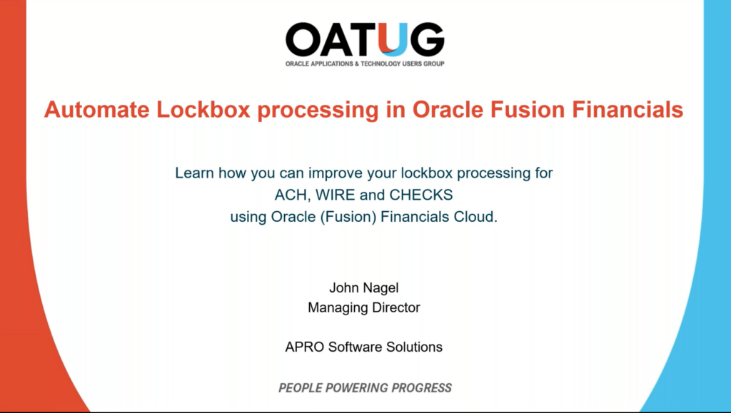 Automate Lockbox processing in Oracle Fusion Financials APRO